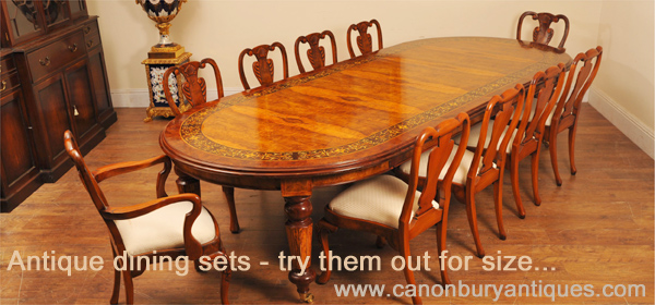 Try these antique dining sets out for size in the Canonbury Antiques Hertfordshire showroom