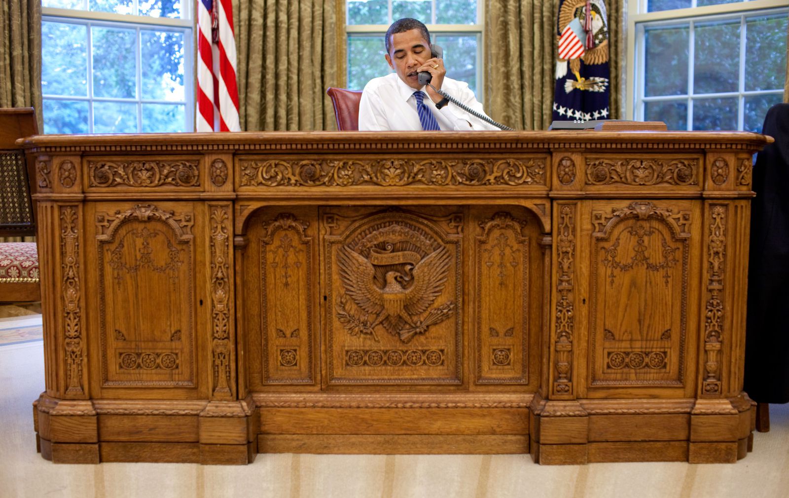 Obama at his Presidents Desk