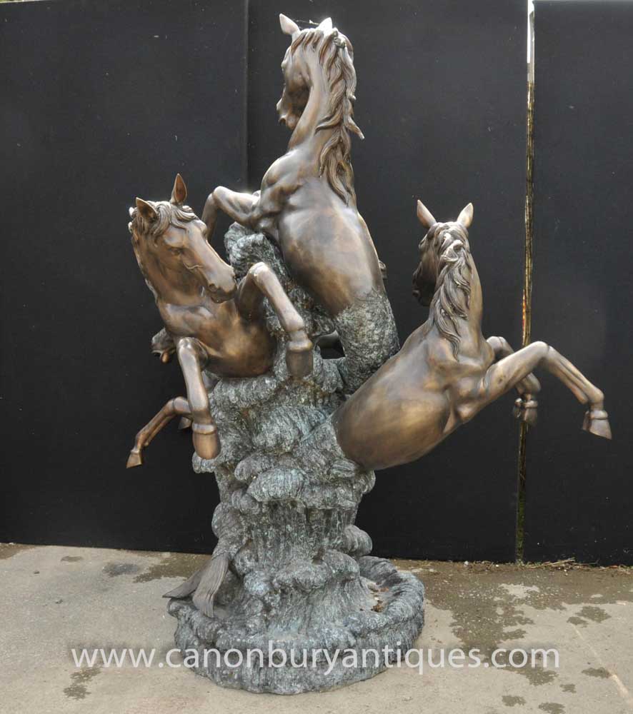 English Bronze Leaping Horse Fountain Garden Water Feature