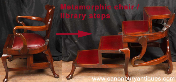 Metamorphic chair - arm chair that converts into a set of library steps