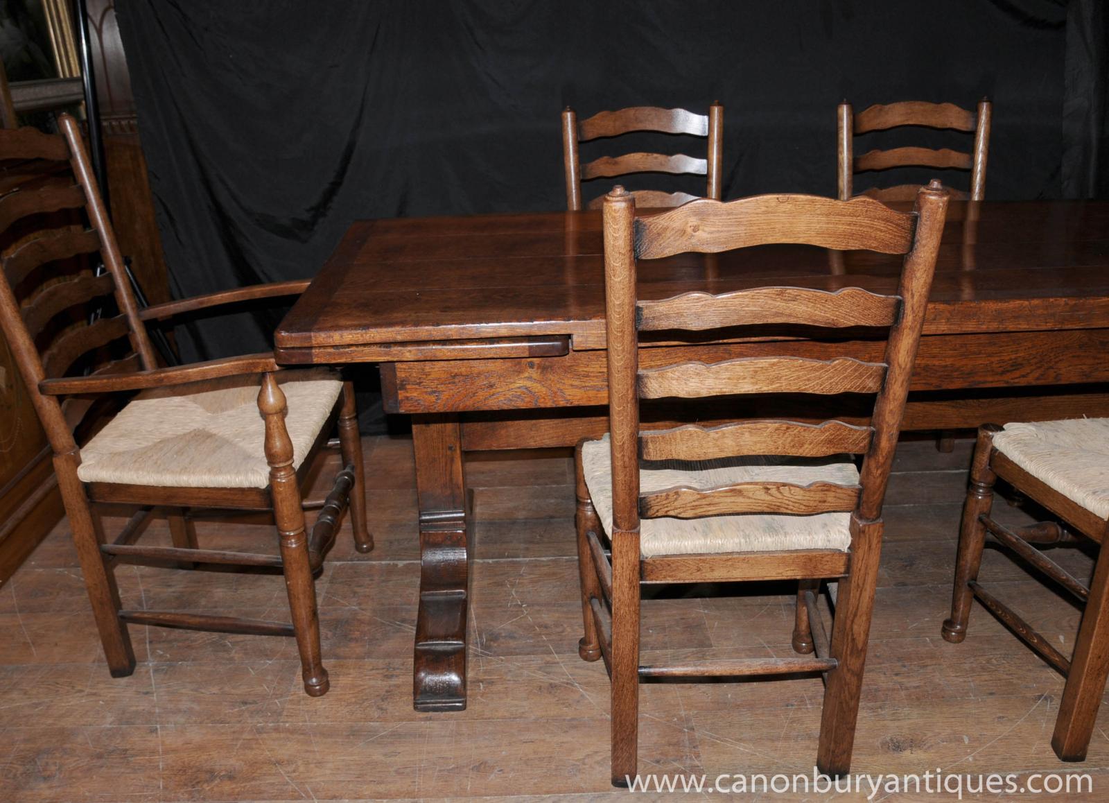 Farmhouse Kitchen Dining Set Refectory Table Set Ladderback Chairs ...