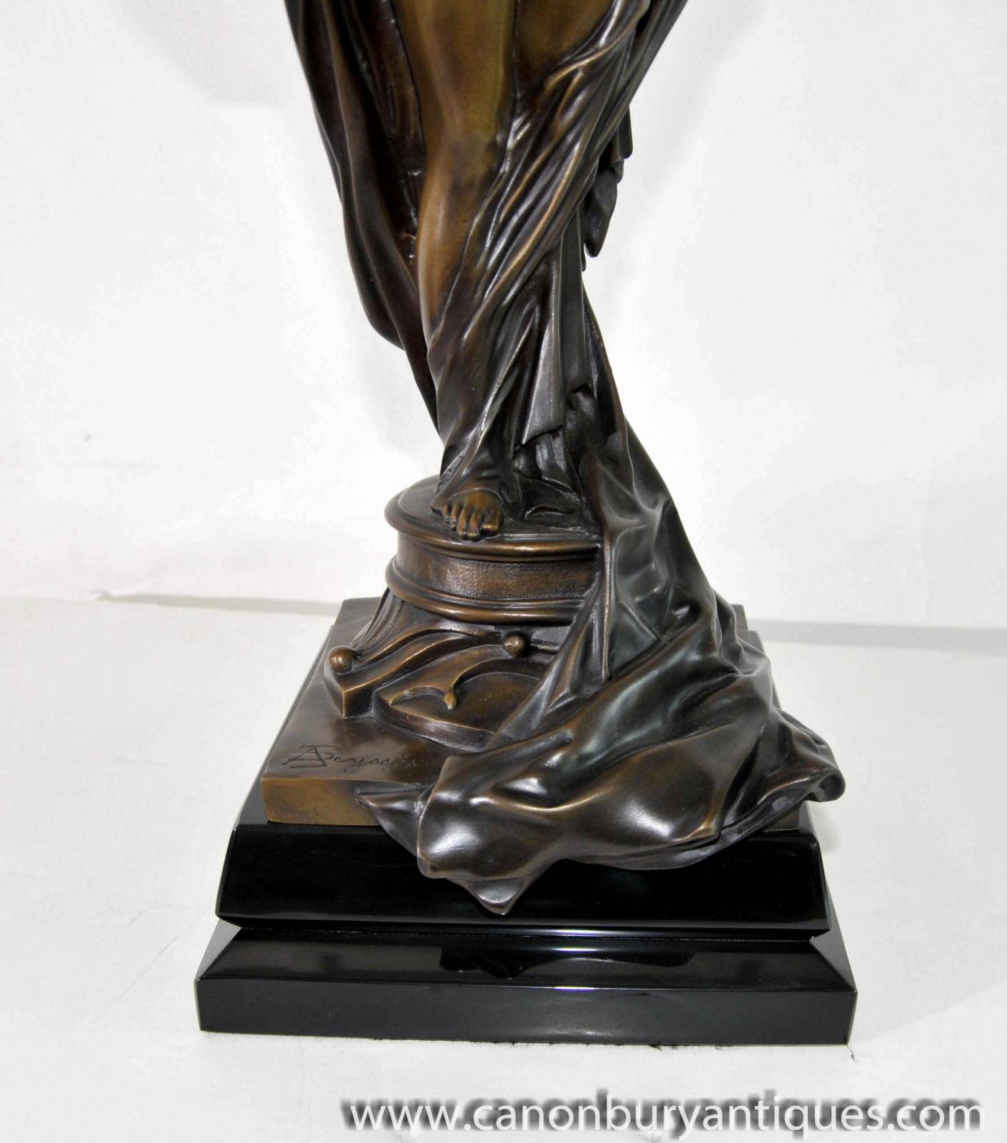 M. Moreau Art Nouveau Bronze Semi-Nude Female with Harp 