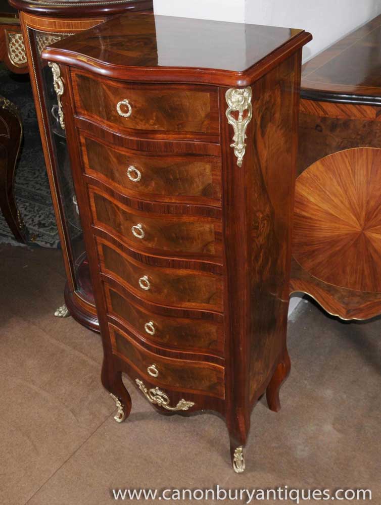  about Walnut Regency Tall Boy Chest Drawers Serpentine Furniture