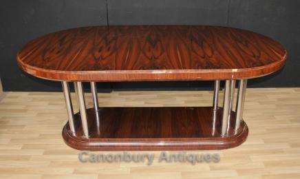 Art Deco Dining Table Rosewood Chrome Legs Modernist Furniture