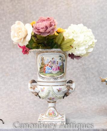 Single Meissen Porcelain Classical Campana Urn Vase Planter