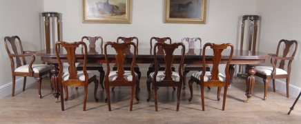 Mahogany Dining Set - Victorian Table and Queen Anne Chairs Set 10