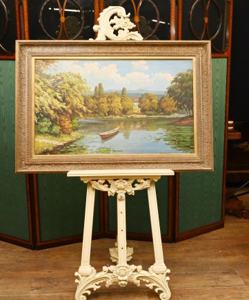 Antique French Oil Painting - Signed Impressionist Landscape