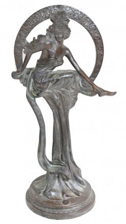 Art Nouveau Female Bronze Alphonse Mucha Maiden of Arts