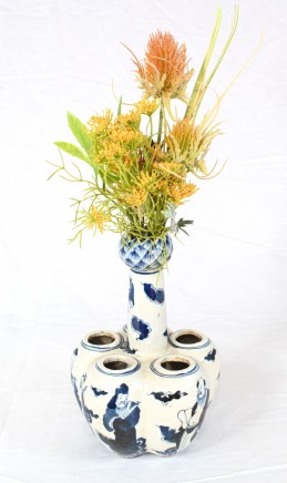 Blue and White Porcelain Crocus Vase Chinese Nanking Pottery