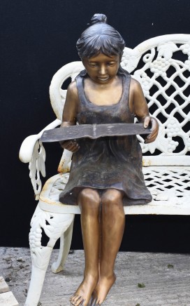 Bronze Girl Statue - The Book Reader Garden Art