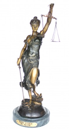 Bronze Lady Justice Statue by Myer Blind Scales Classical Art