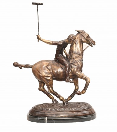 Bronze Polo Player Horse Jockey Statue Casting