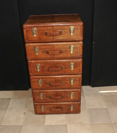 Campaign Chest Drawers - Leather Tall Boy Colonial Furniture