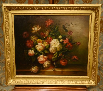 English Rose Floral Still Life Oil Painting