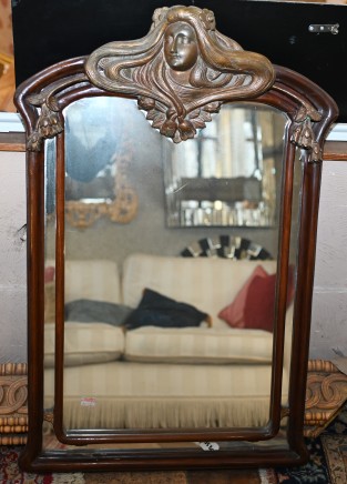 French Art Nouveau Mirror Carved Frame