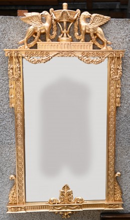 French Empire Gilt Pier Mirror Griffin Frame