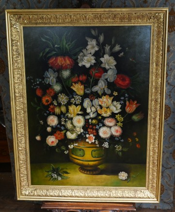 French Still Life Floral Oil Painting Cafe Flowers
