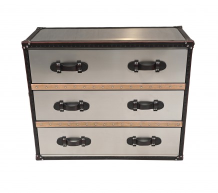 Industrial Leather Metal Chest Drawers Vintage Deco Chests