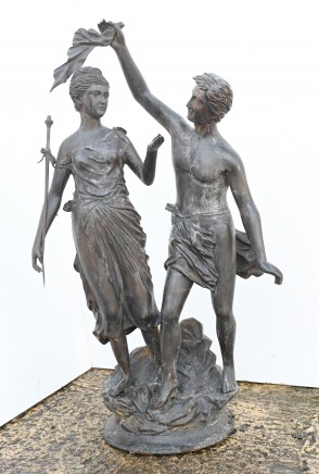Italian Bronze Lovers Statue Classical Antiquity Garden Art