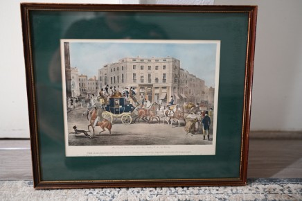 Antique London Print Regent Street Hand Coloured Framed Art