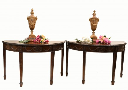 Pair Adams Console Tables Antique Mahogany Carved Hall Table