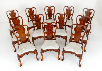 Set Queen Anne Dining Chairs Walnut Furniture