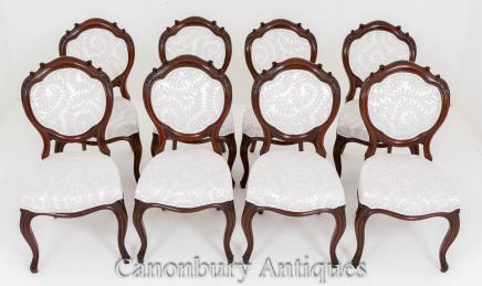 Set Victorian Dining Chairs - Mahogany 8 Chair 1860
