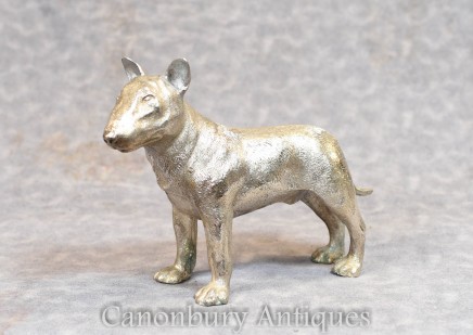 Silver Bronze English Bull Terrier Dog Statue