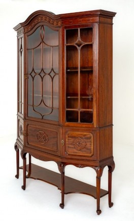 Victorian Display Cabinet Mahogany Bookcase 1900