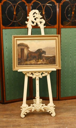 Victorian Oil Painting Horse Farmyard Scene 1880