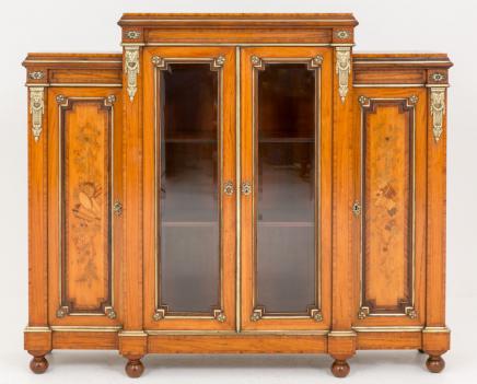 Victorian Satinwood Side Cabinet Bookcase Circa 1860