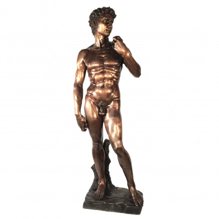 XL Bronze Statue David Nude Male after Michelangelo Garden Casting