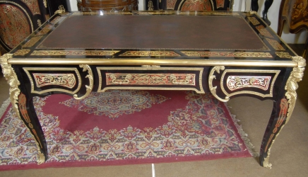 Large French Boulle Inlay Partners Desk Writing Table Desks