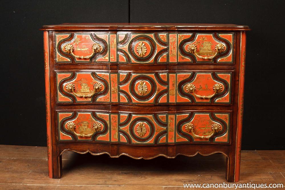 Red Lacquer Chest Drawers- Chinese Commode Antique Chinoiserie