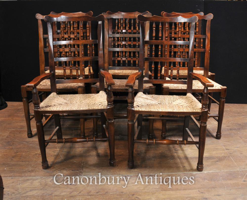 Oak Spindleback Dining Chairs - Set 8 Kitchen Farmhouse Diner