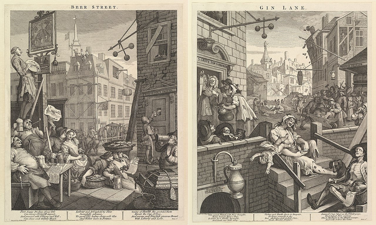 You can view William Hogarth s seminal London etching  Beer Street 