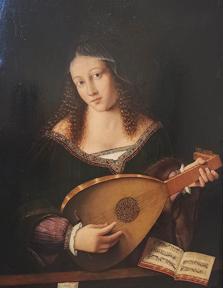 Lady Playing A Lute by Bartolomeo Veneto