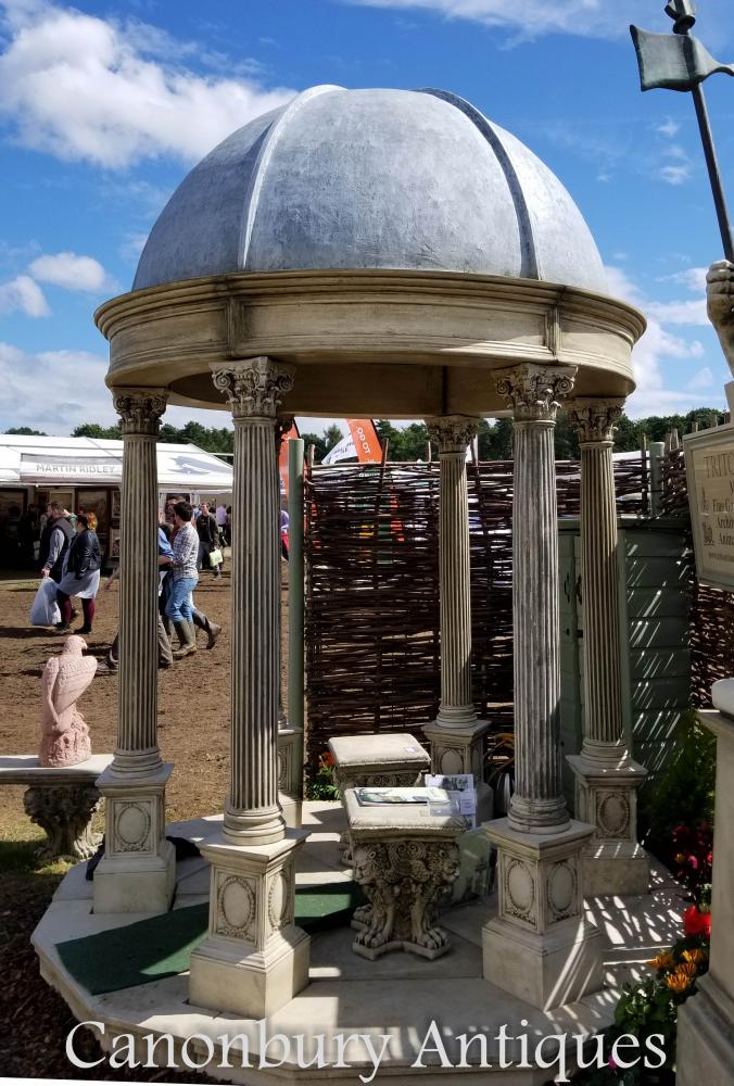 2.4m Stone Garden Temple Gazebo with Conical Dome