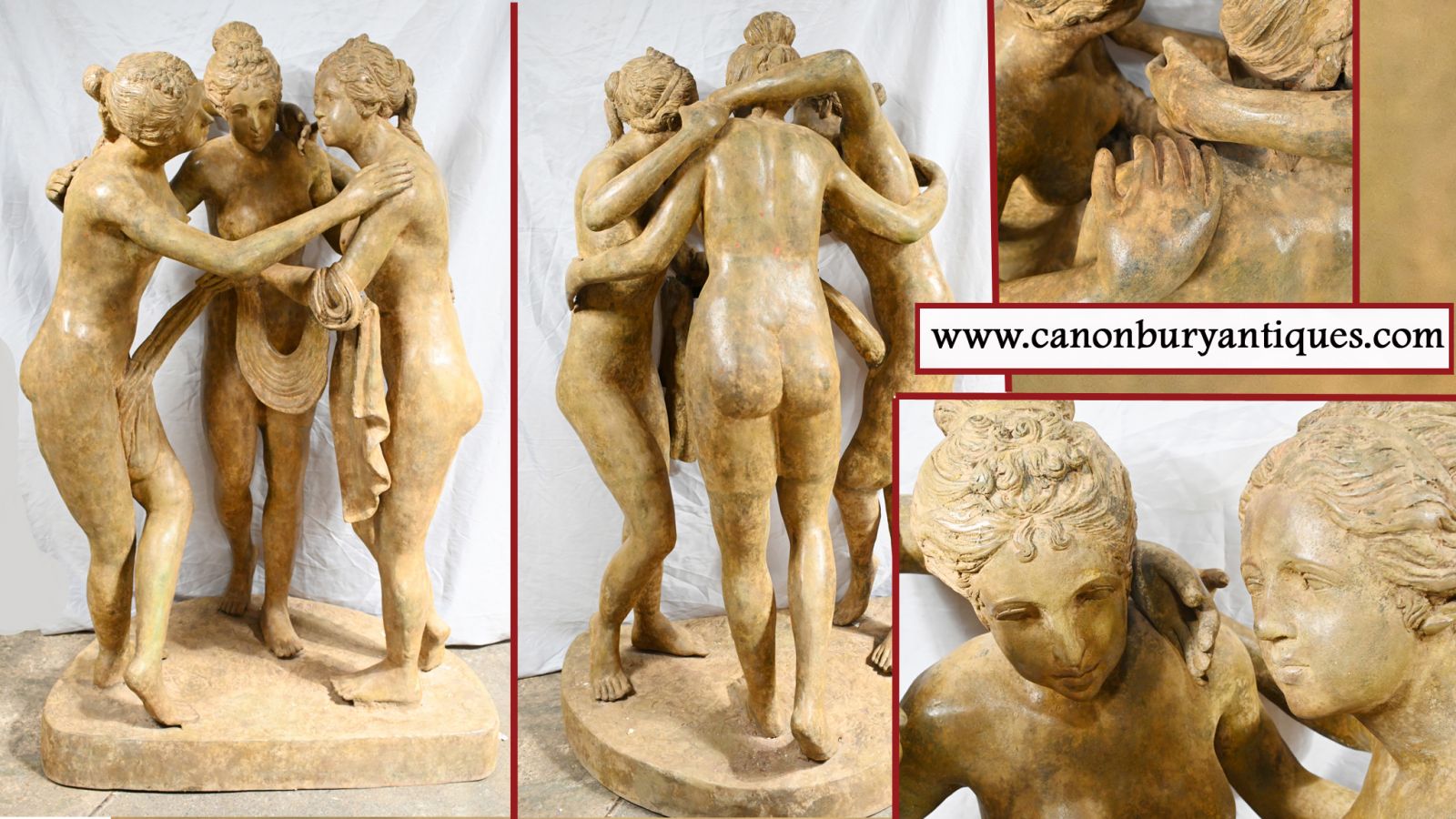 Lifesize Bronze Three Graces Statue Female Nude Greek Figurine