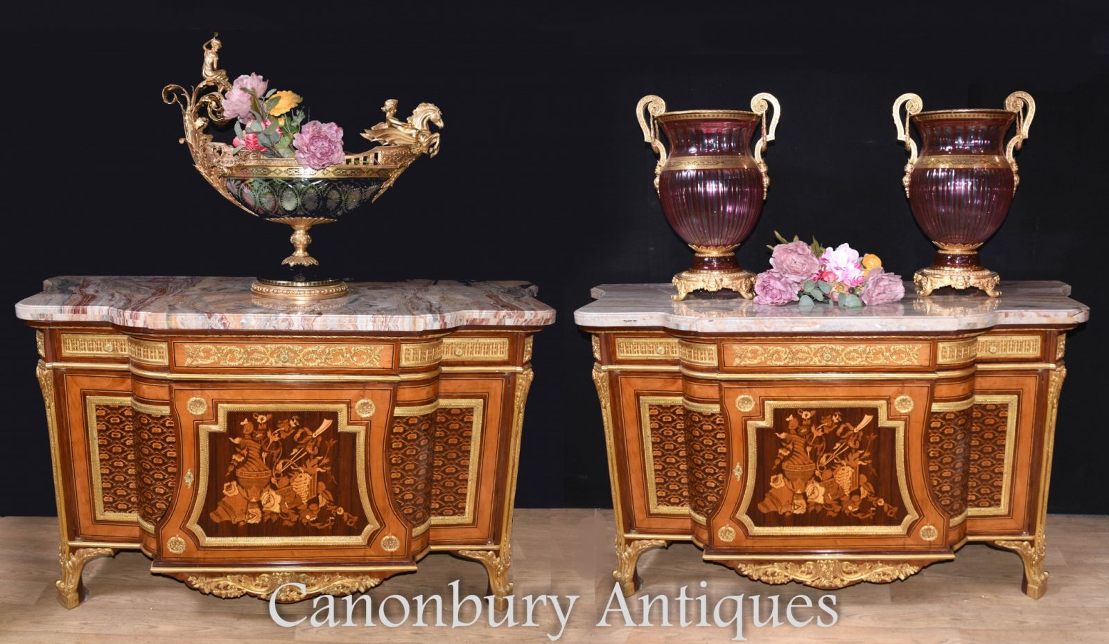 Pair French Commodes Linke Louis XVI Chest Drawers Cabinet