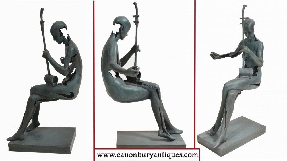 Abstract Art Statue Female Musician Sculpture Bronze