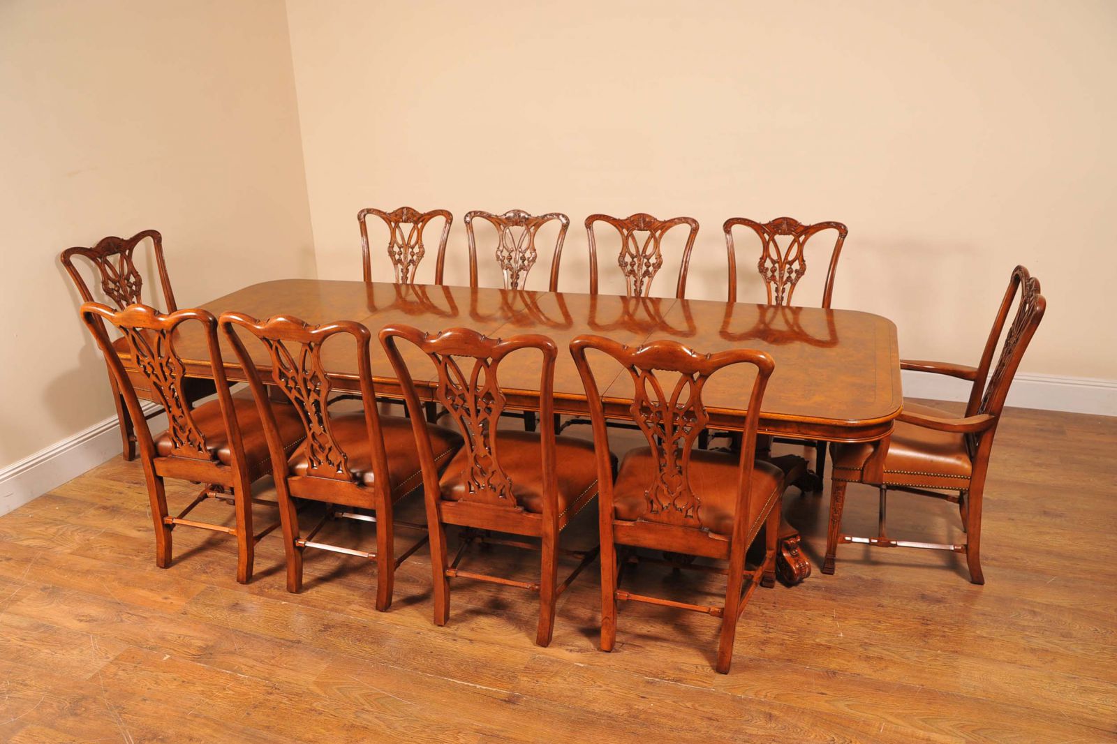 Antique Dining table and set of Chippendale chairs