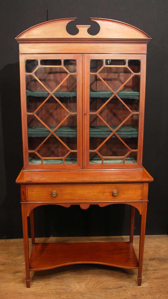 Antique Edwardian Sheraton China Cabinet Bookcase