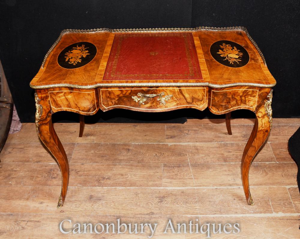 Lovely French Empire writing table, handy brass trim
