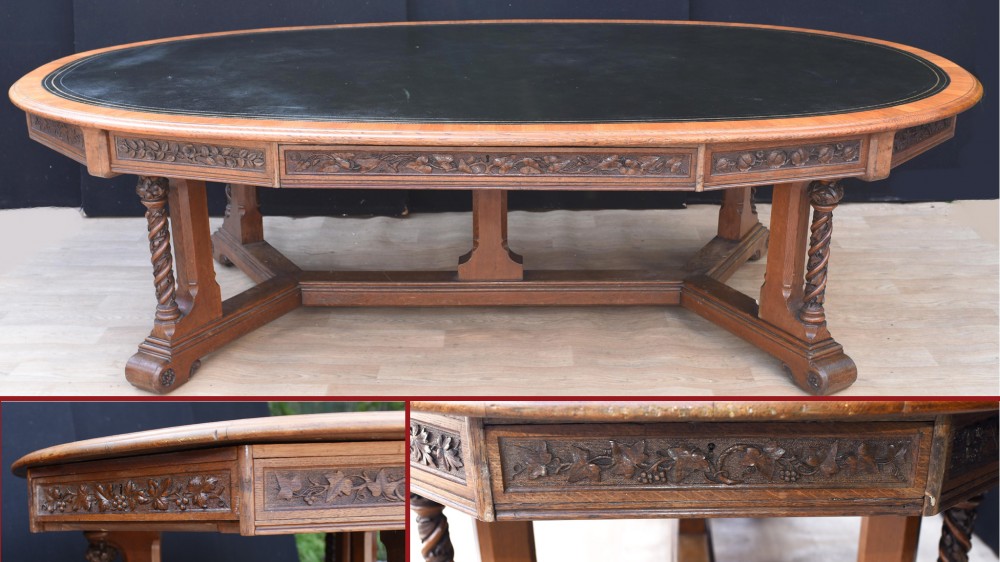 ( Above Photo: Antique Gothic Desk Writing Table - Irish President Mary Robinson Oireachtas )