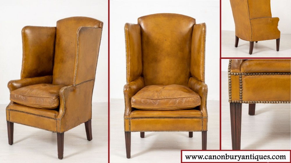 Antique Porters Chair - Georgian Leather Circa 1800