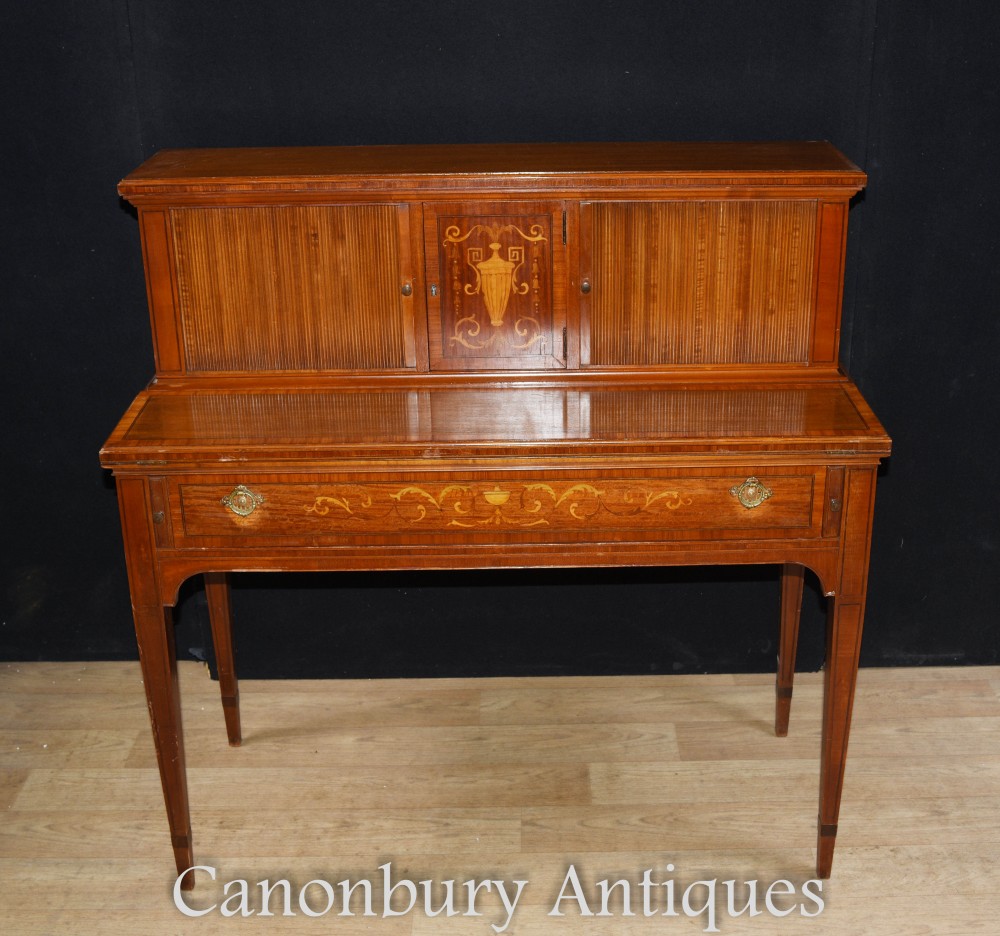 Antique Edwardian Desk Writing Table - Mahogany Sheraton