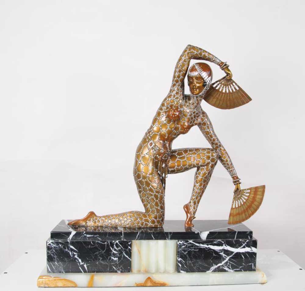 Classic fan dancer art deco bronze by Chiparus