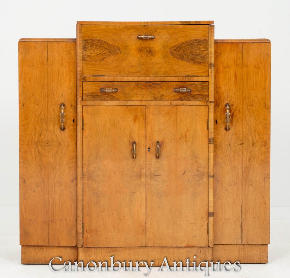 Art Deco Drinks Cabinet - Maple Cocktail Chest 1930