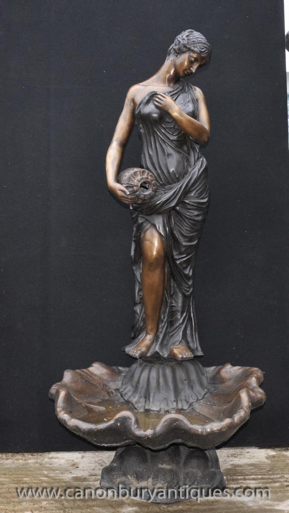 Italian Bronze XL Maiden Fountain Statue 